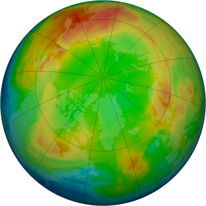 Arctic ozone map for 15 February 1997